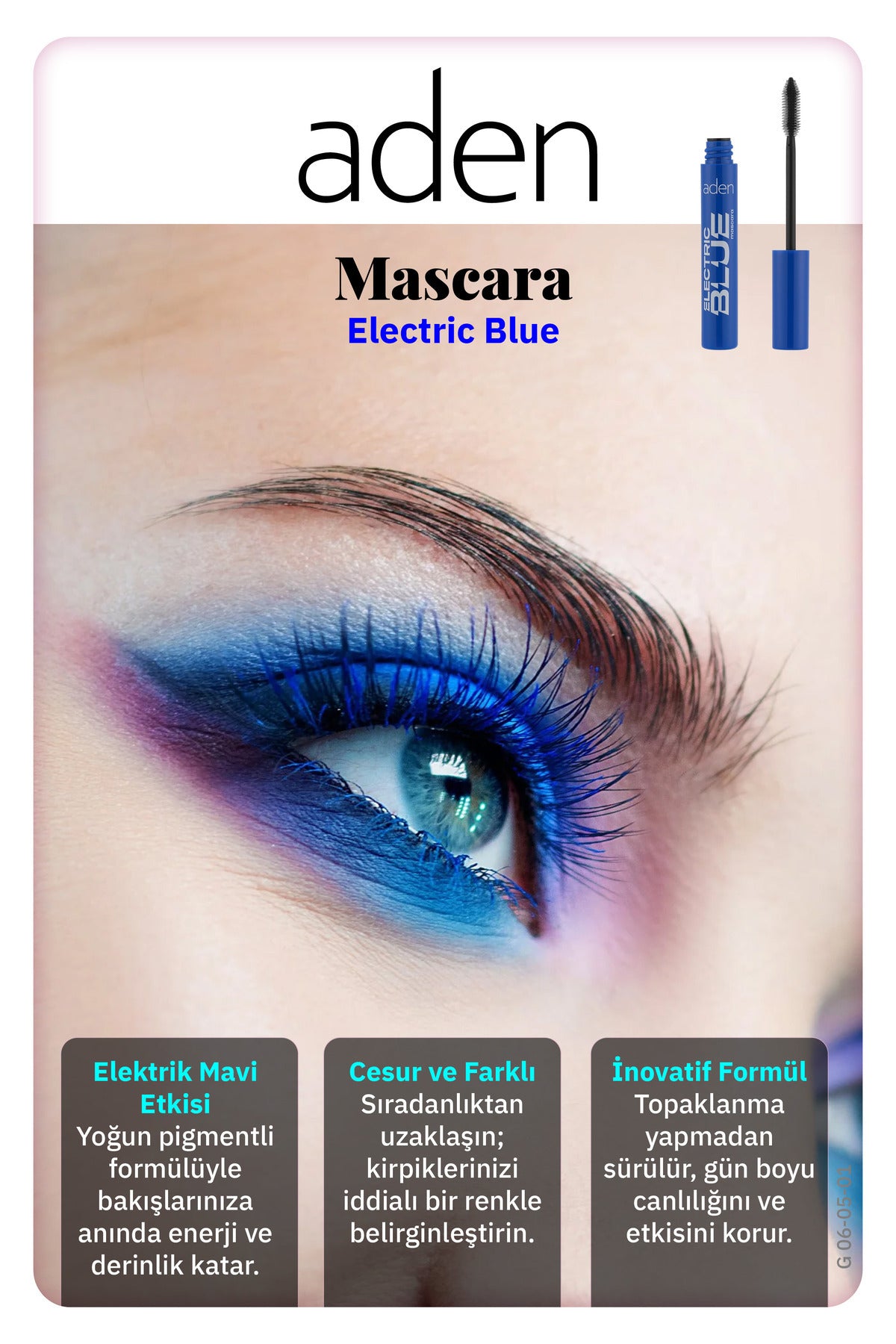 Elektrik Mavisi Spiral Fırçalı Kirpik Maskarası 9,5 ml